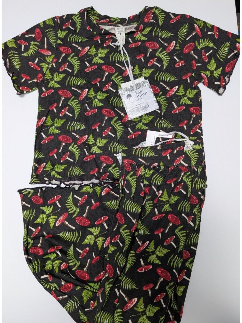 Kate Quinn Scarlett Mushroom Fern Print 8Y Jade Set Spooky Halloween Bamboo